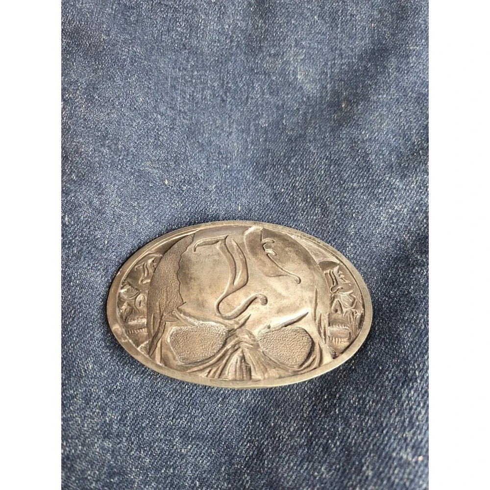 Vintage Solid Metal Pirates Belt Buckle Skull Nautical